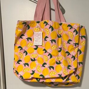 Pink & Yellow Lemon Print 2 Tote Bags